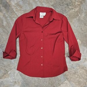 Red Stretch Button-up Shirt